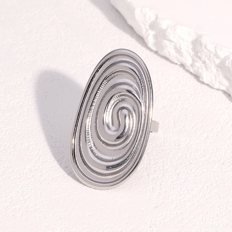 Minimalist Round Geometric Plated Stainless Steel Open Ring for Women
