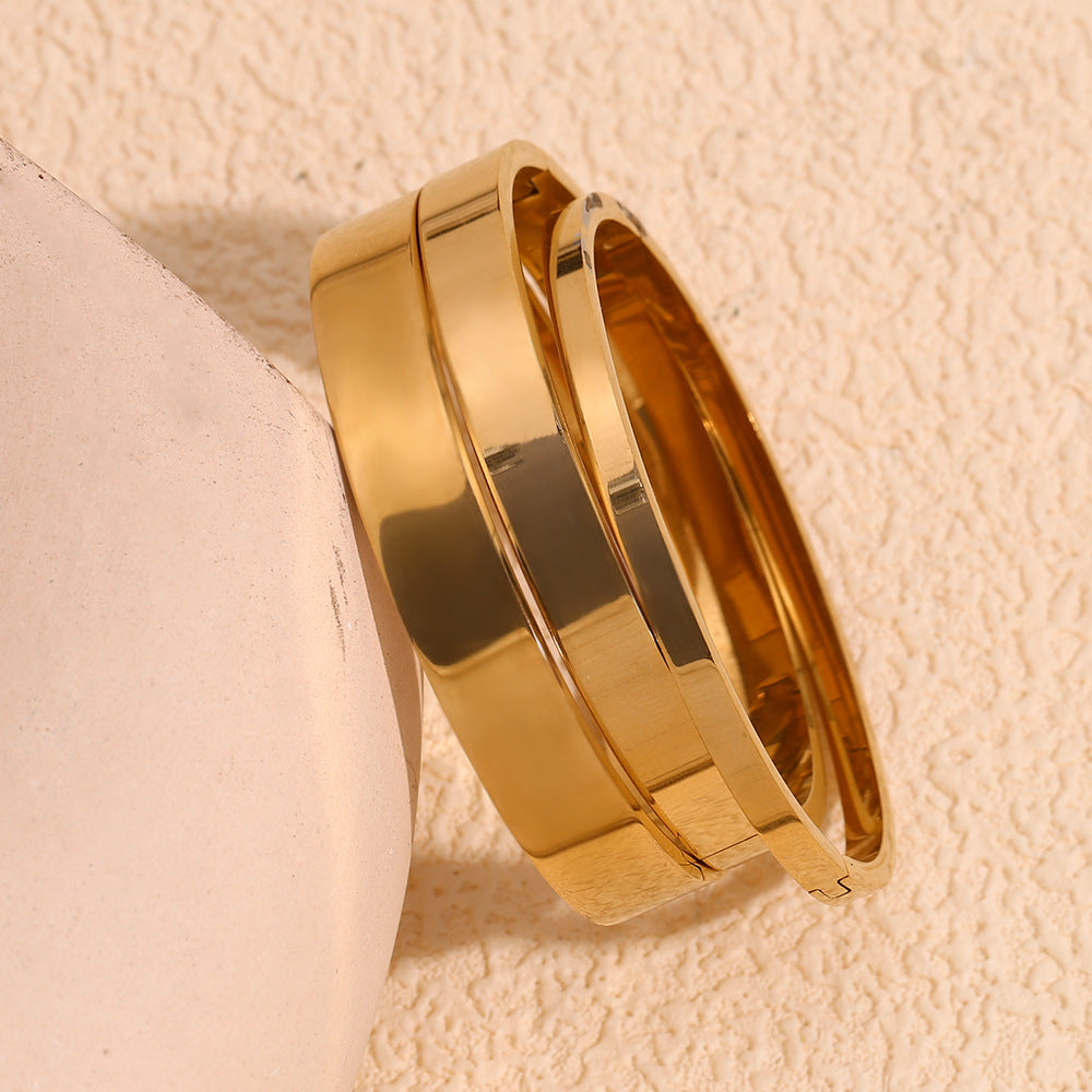 Bracciale da donna placcato oro 18 carati in acciaio inossidabile geometrico minimalista