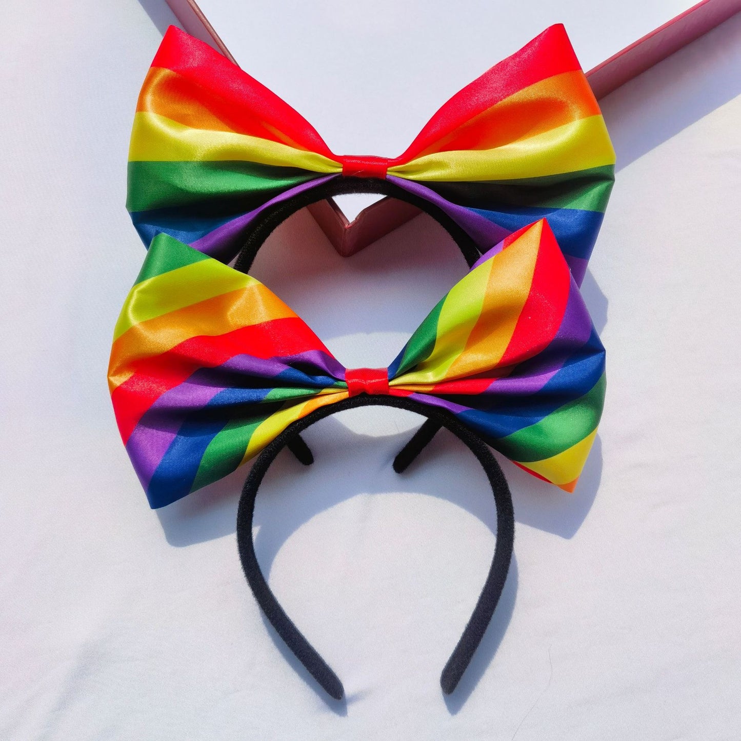 Fascia per capelli Sweet Striped Rainbow Bow Unisex Accessorio per capelli per feste e festival