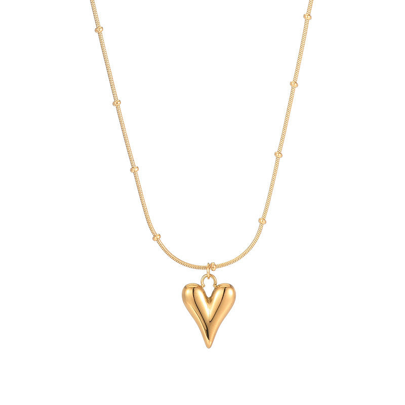 Minimalist Heart-Shaped Titanium Steel Plated Necklace with Irregular Design for Women