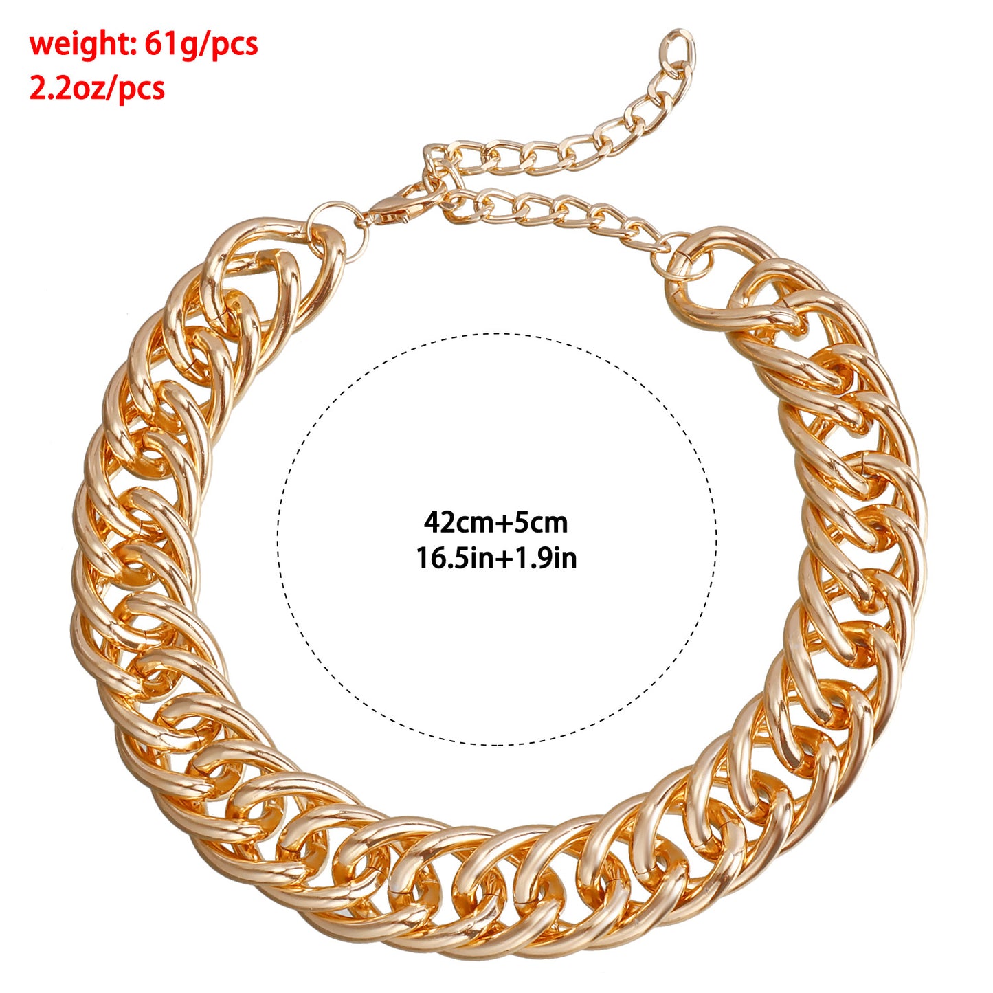 Vintage Punk Geometric Cuban Link Necklace in Plated Metal for Women with Thick Chain Design
