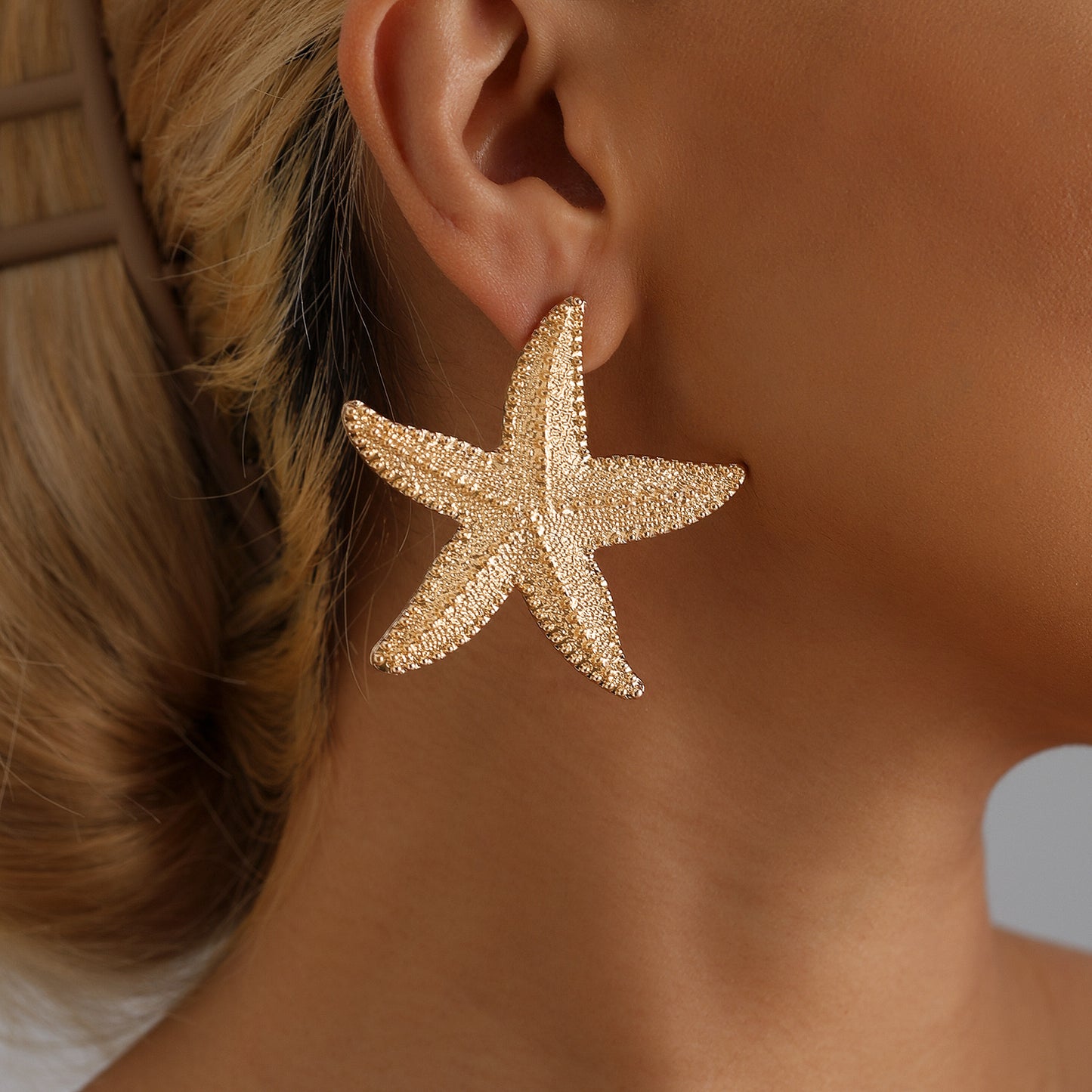 Pendientes de estrella de mar de estilo vintage para mujer Hechos de aleación de zinc con acabado chapado Ideal para vacaciones en la playa y ropa informal de verano