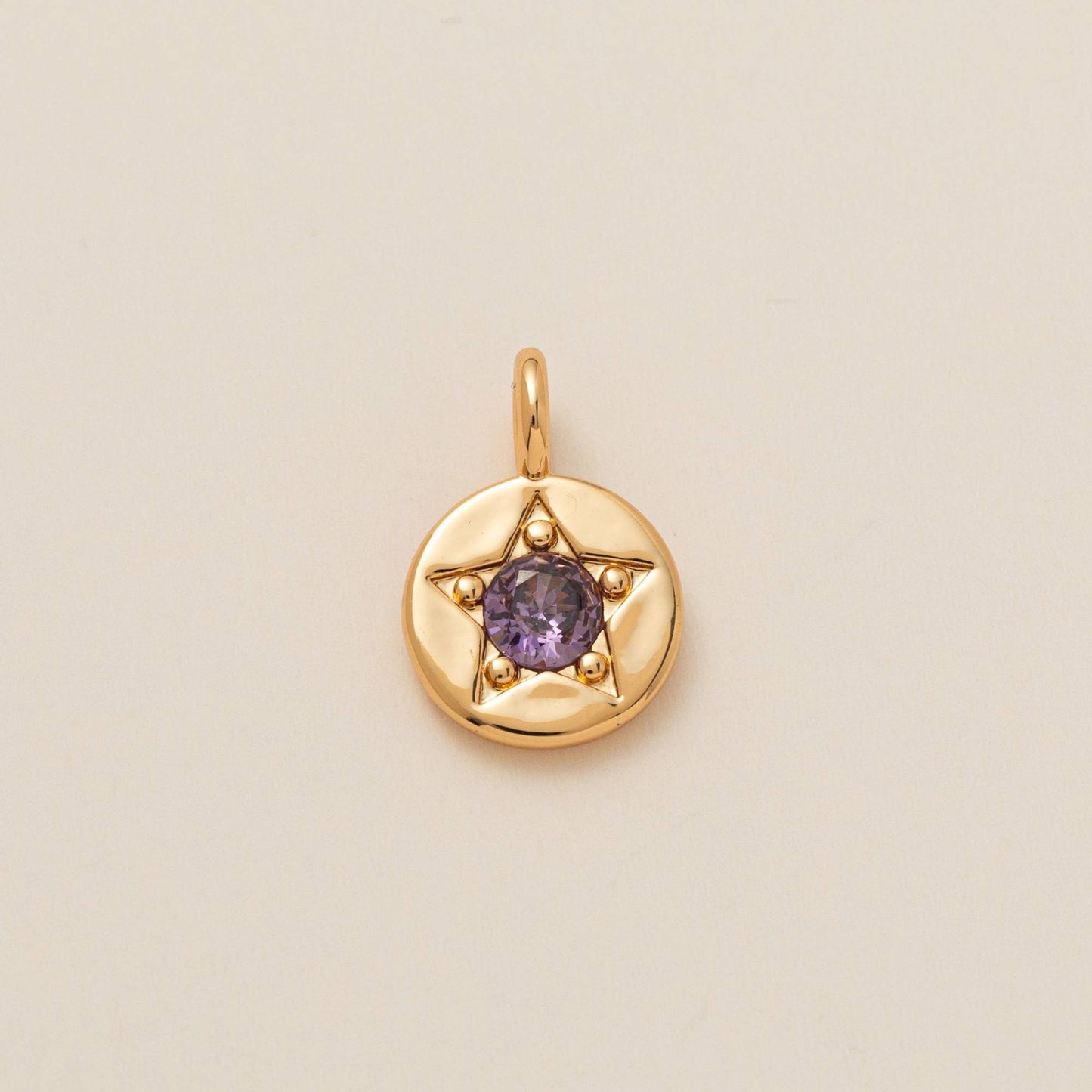 Elegant Square Brass Charm Bar with Gemstone and Cubic Zirconia Inlay for Women