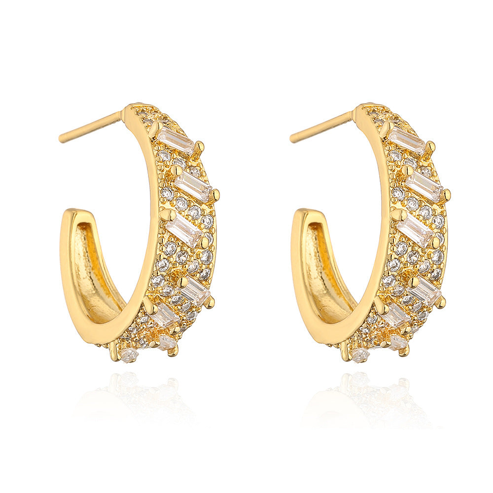 Minimalist Geometric Copper Earrings with Gold Plating for Women