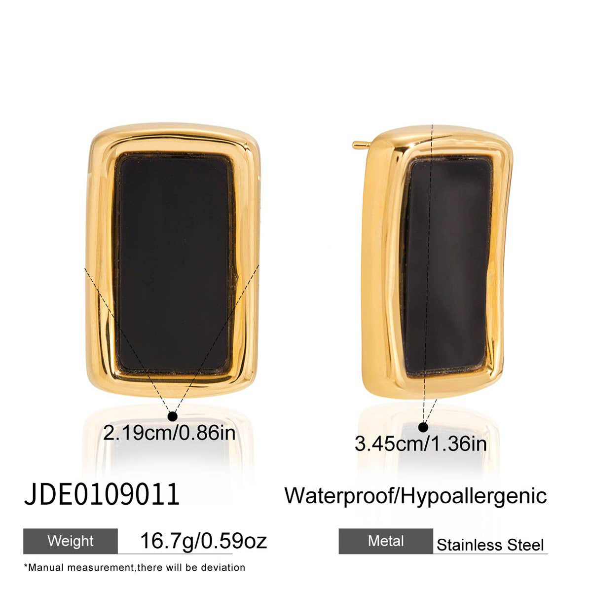 Minimalist Luxury Geometric Square Titanium Steel PVD Plated Earrings for Women