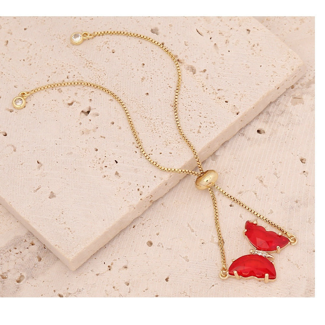 Sweet 18K Gold Plated Butterfly Brass Bracelet