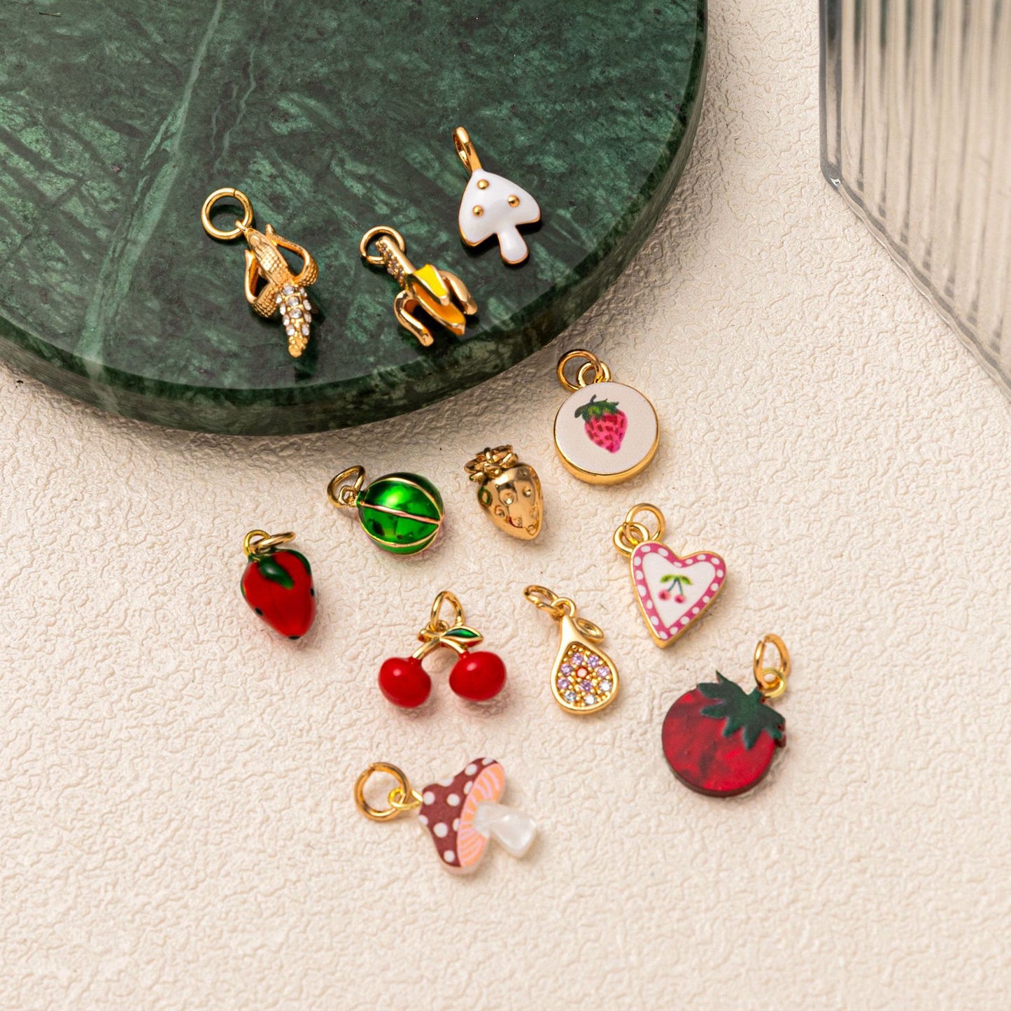Minimalist Floral Pattern Brass PVD Plated Charm Bar