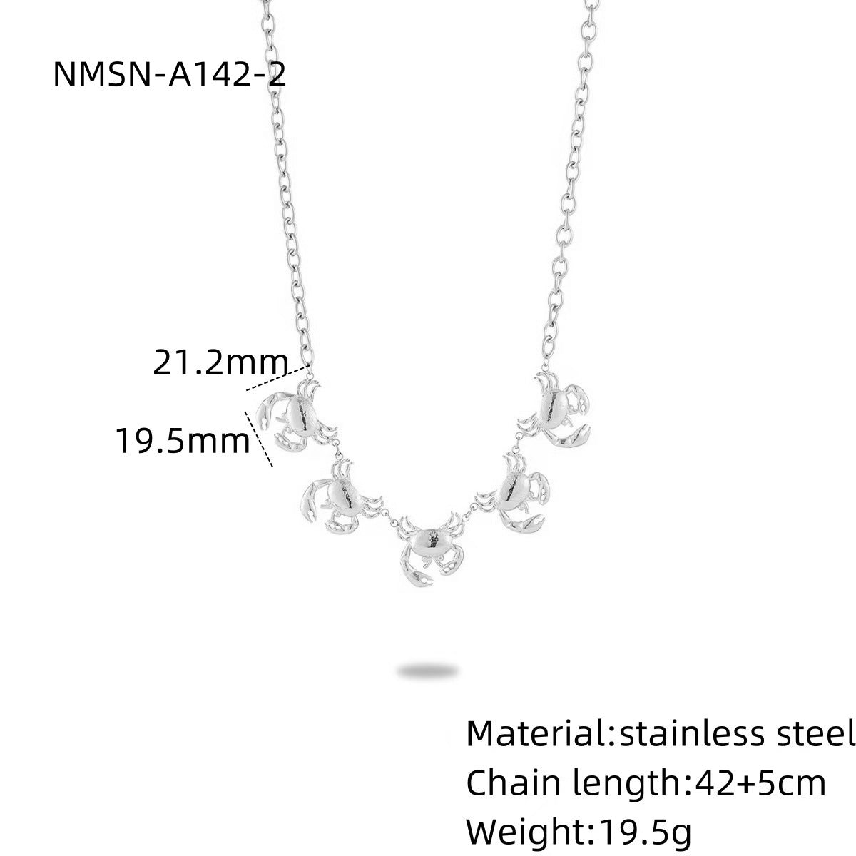 Pendientes y colgante de acero inoxidable con forma de cangrejo de moda para mujer con acabado chapado