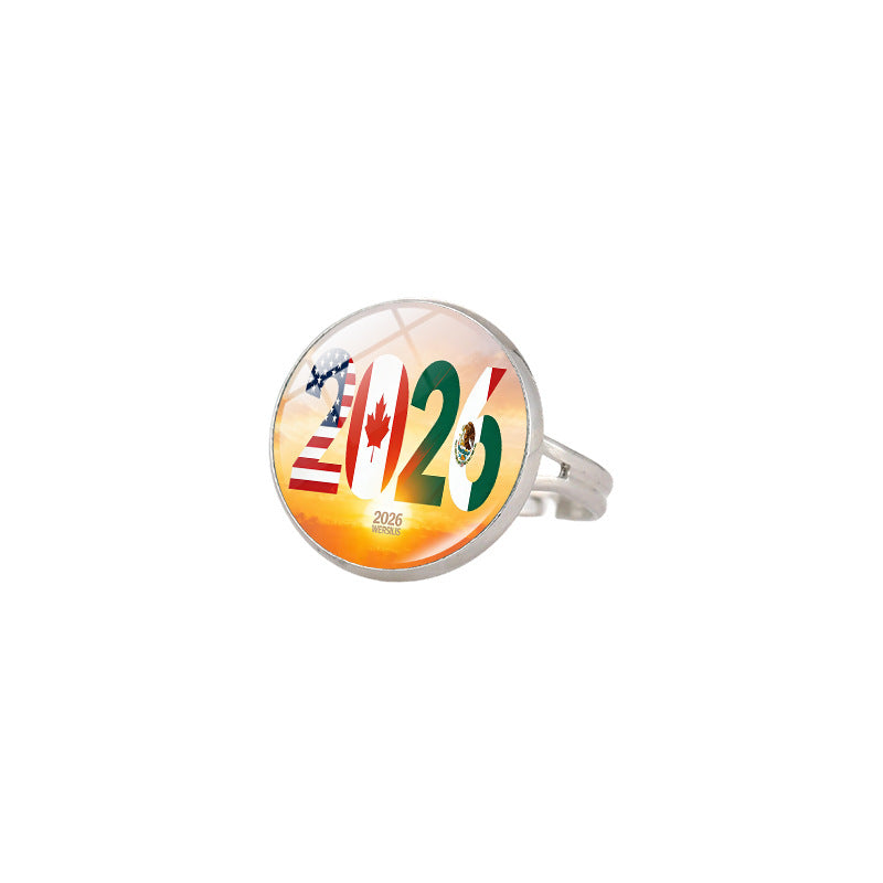 Vintage Sporty Geometric Alloy Plated Ring Unisex World Cup Trophy Pattern Jewelry