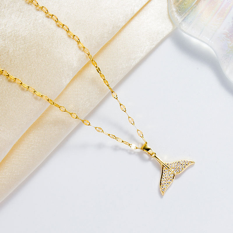 Minimalist Dolphin-Shaped Titanium Steel Pendant Necklace with Plated Finish for Women