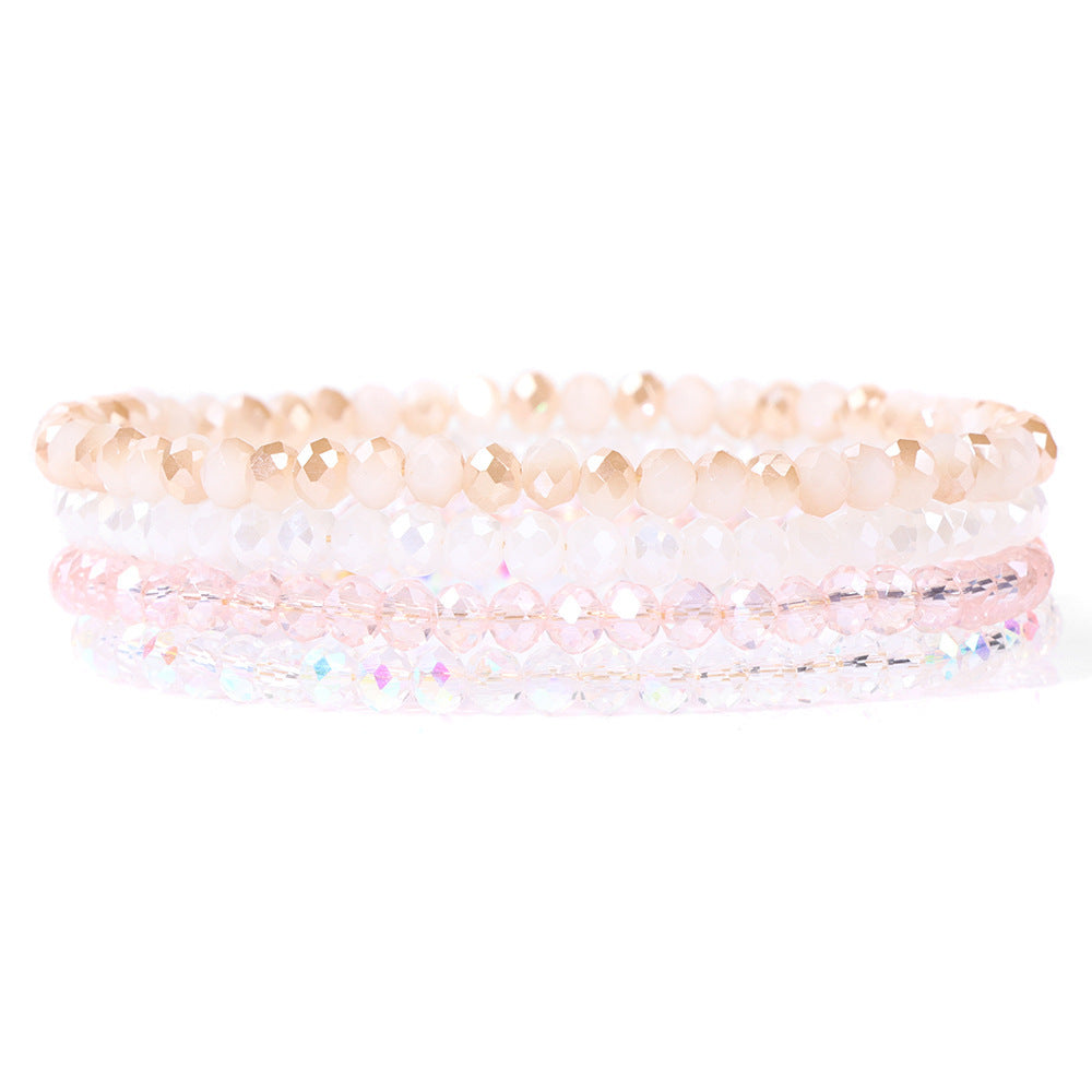Sweet Geometric Crystal Bracelet with Cubic Zirconia Inlay Unisex Elastic String Bangle