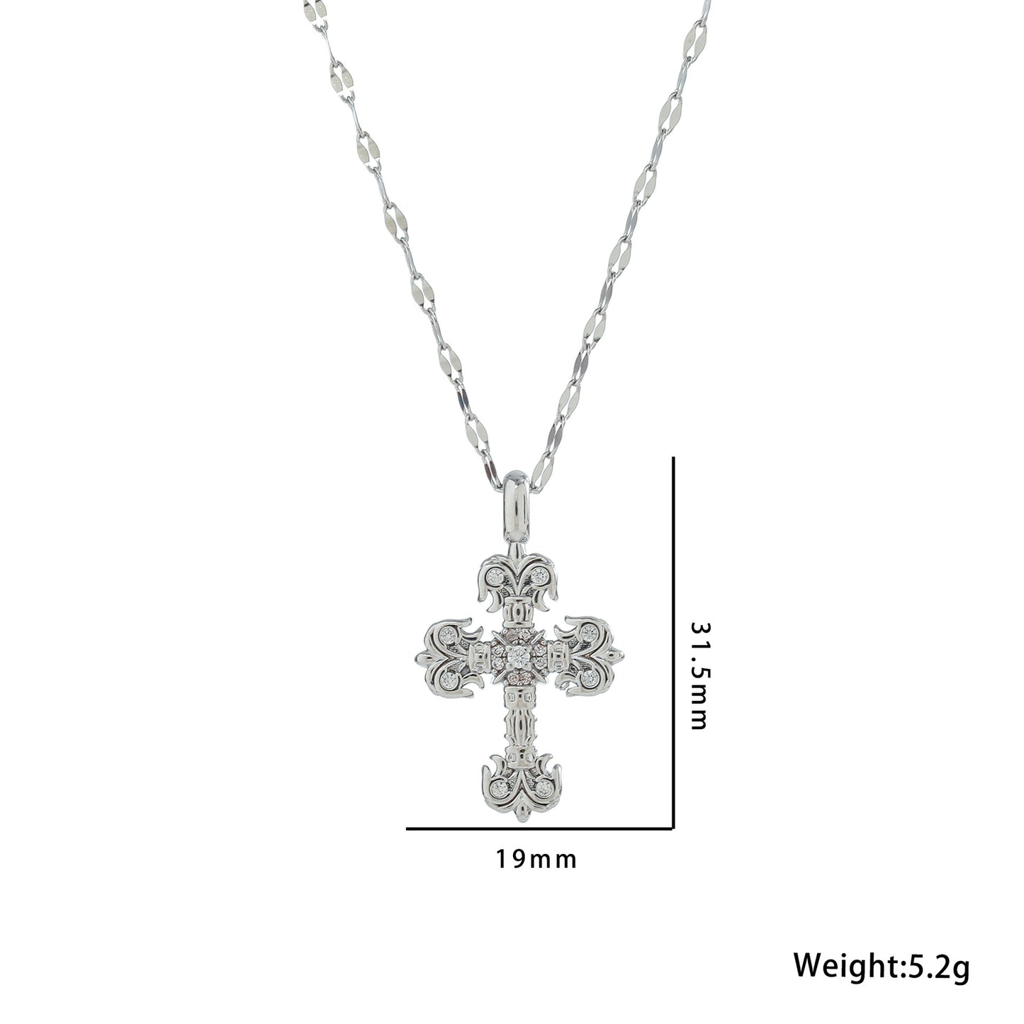 Collana con ciondolo a croce in stile vintage in acciaio al titanio con finitura dorata galvanizzata su catena a O per donna