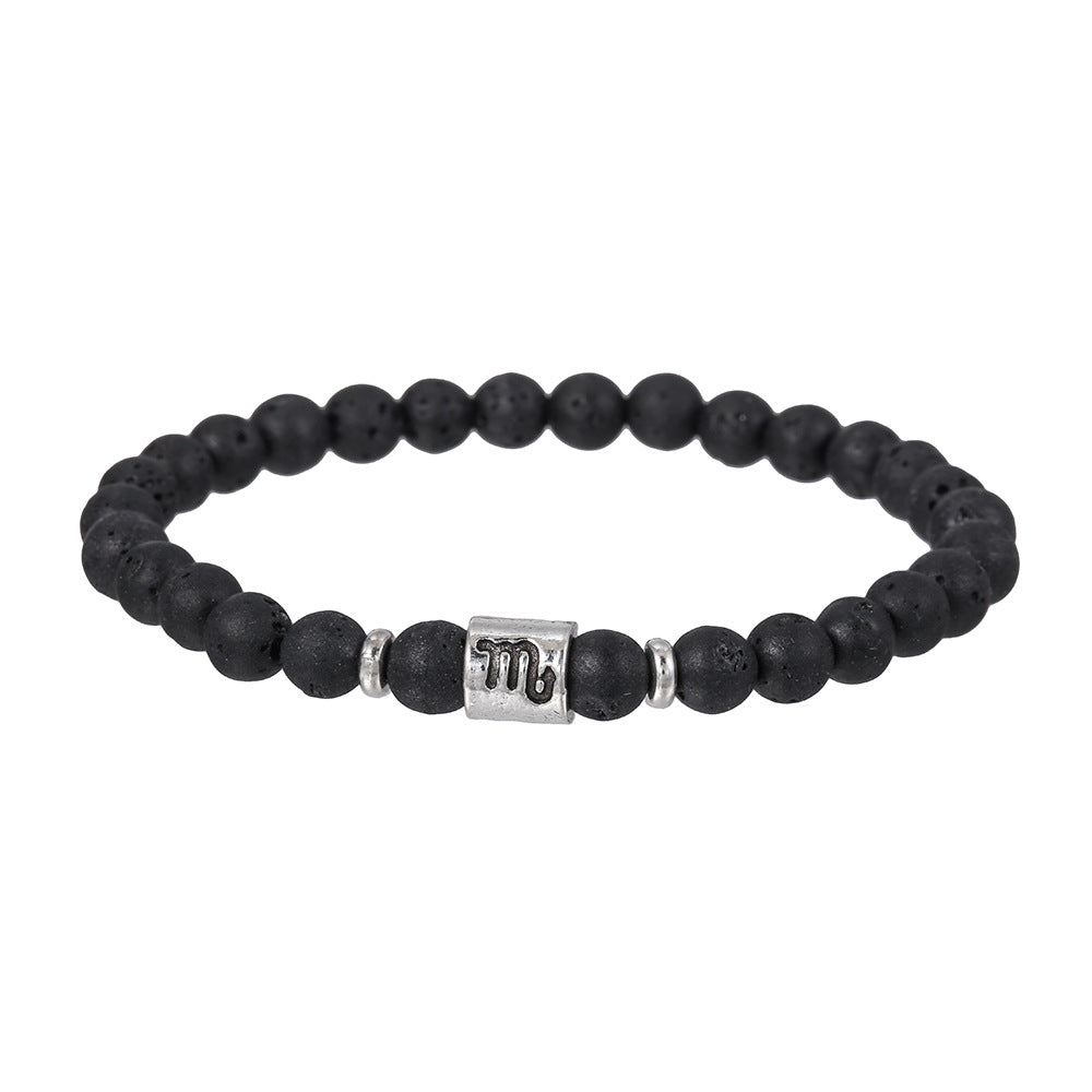 Handmade Geometric Round Volcanic Stone Bracelet for Unisex