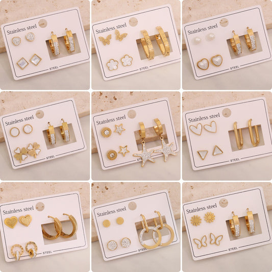 Fashionable Heart and Star Shaped Stainless Steel Earrings with Plating Finish for Women