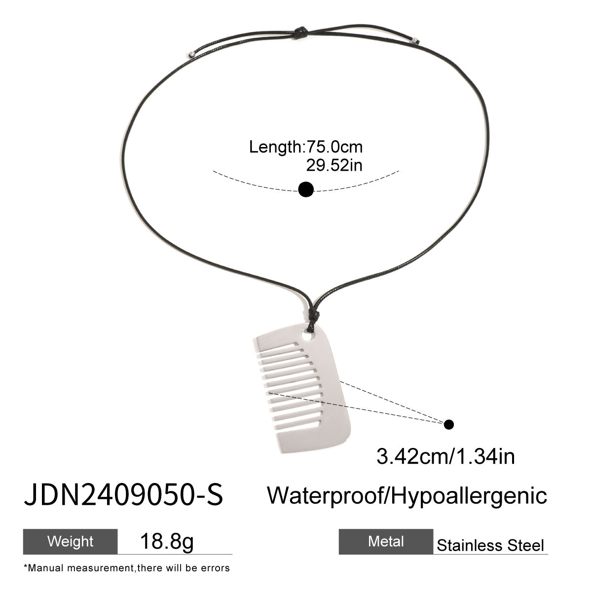 Luxury Stainless Steel Comb Pendant Necklace Plated Women's Daily Fashion Chain