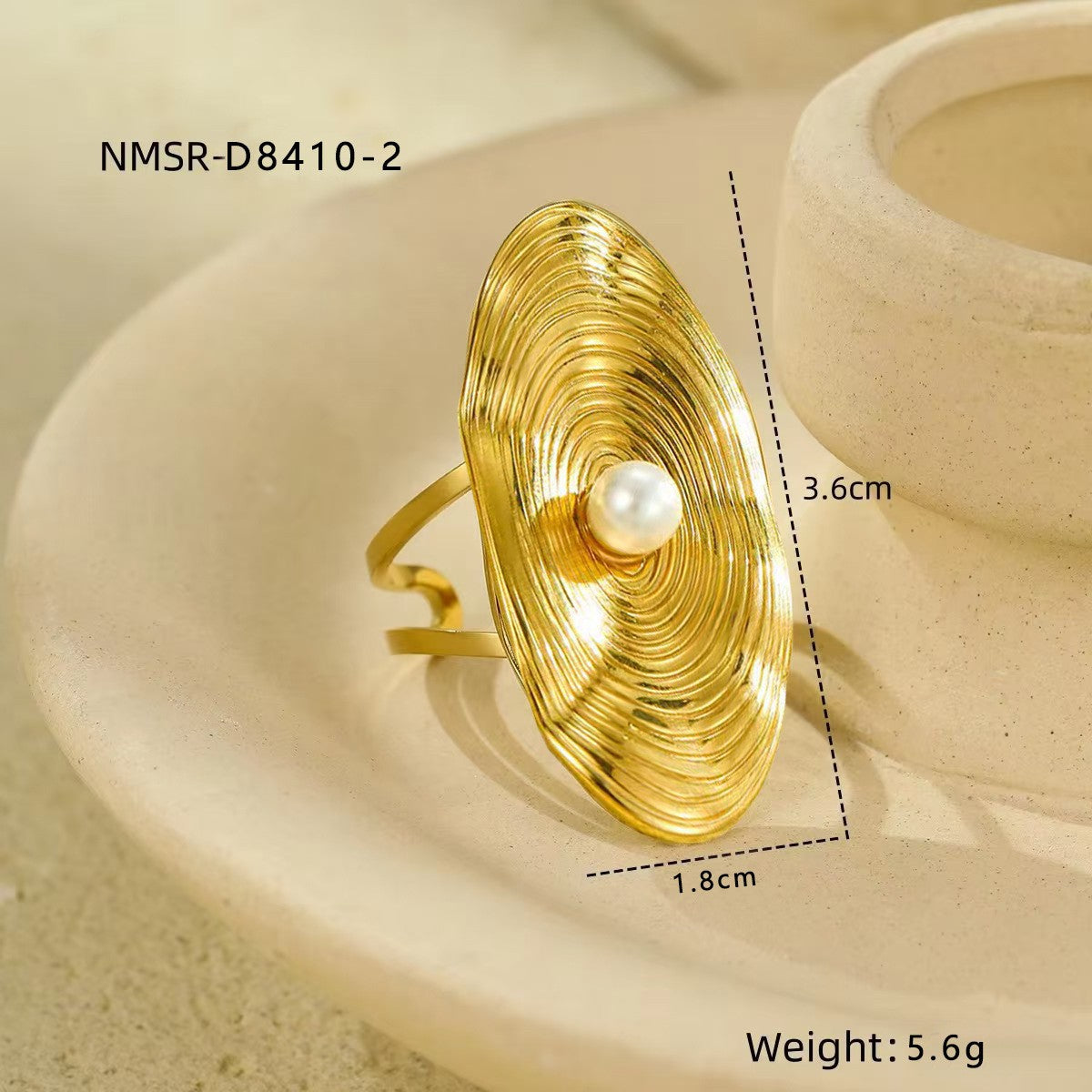 Anello da donna in acciaio al titanio placcato oro 18 carati, modello geometrico minimalista a fascia larga