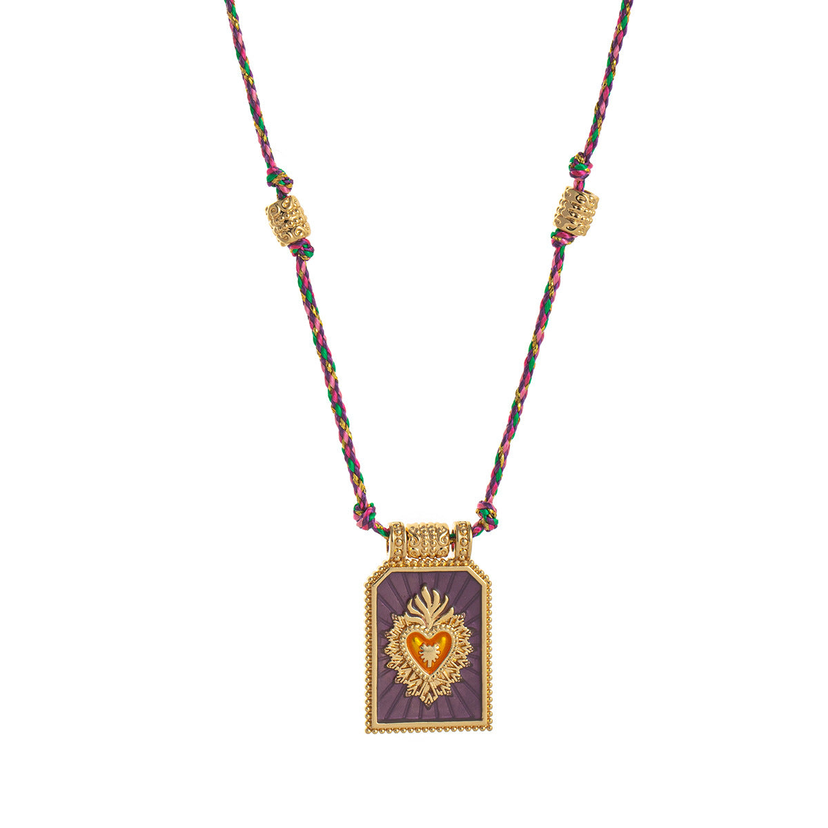 Collana pendente minimalista a forma di cuore in rame placcato oro su cordino colorato da donna