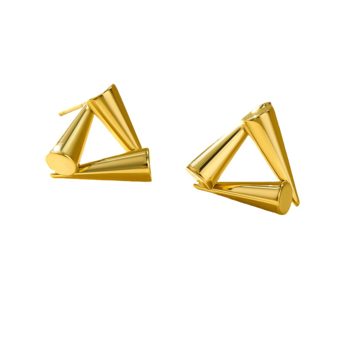 Pendientes de acero inoxidable geométricos minimalistas con diseño en forma de cono, galvanizados para un uso diario elegante y versátil