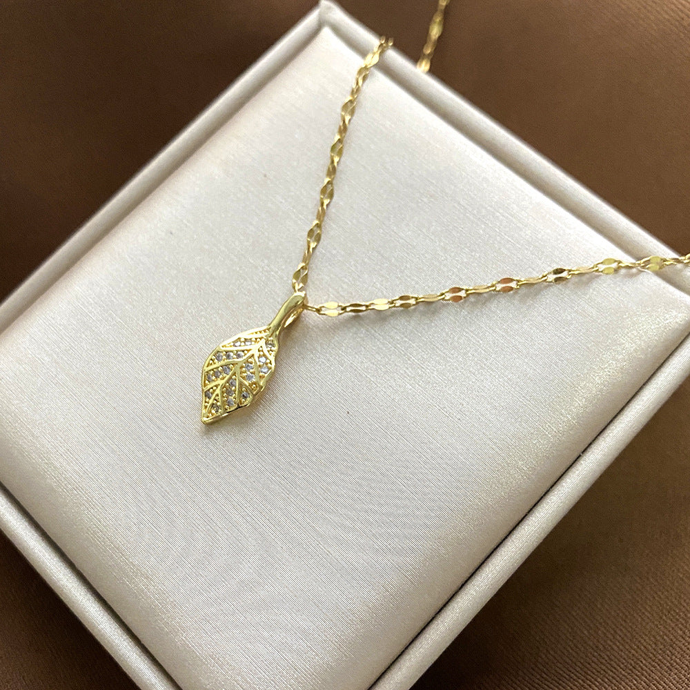 Collana Pendente Floreale Minimalista da Donna e Uomo in Acciaio al Titanio con Finitura Placcata e Catenina a Croce