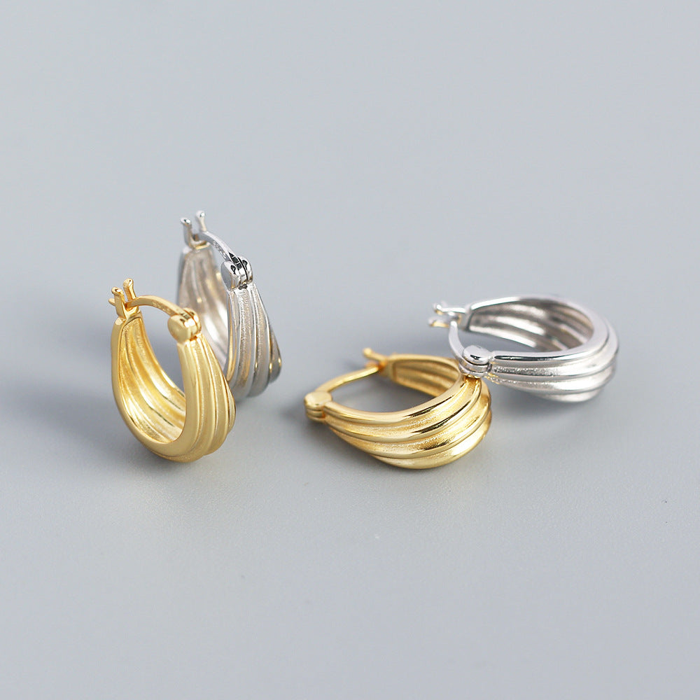 Geometric Spiral 925 Sterling Silver Plated Hoop Earrings