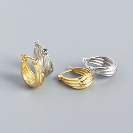 Geometric Spiral 925 Sterling Silver Plated Hoop Earrings