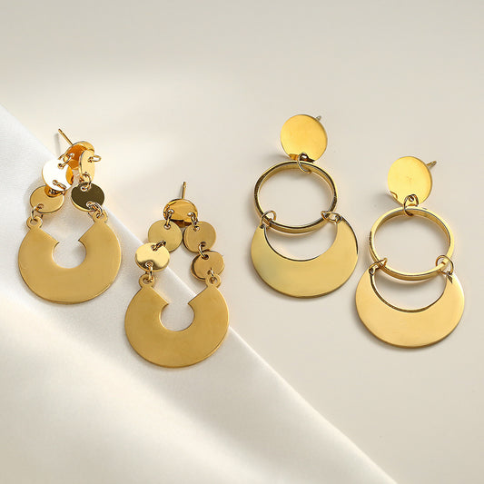 Minimalist Irregular Geometric Titanium Steel Earrings for Women with Retro Chic Aesthetic