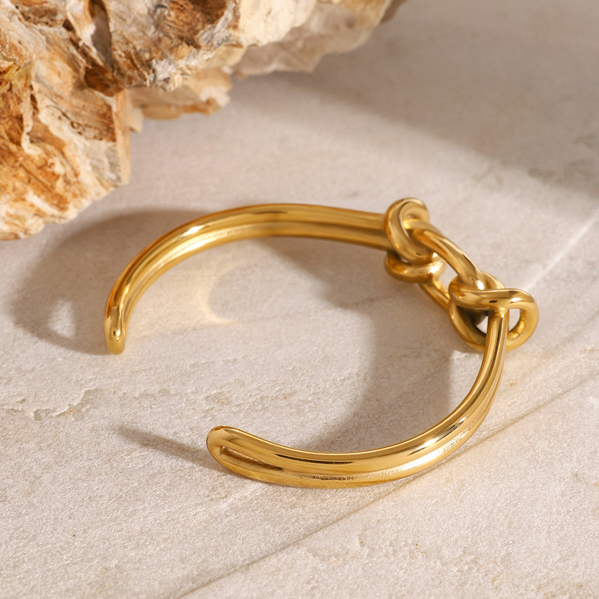 Minimalist Geometric Stainless Steel Bracelet with Electroplated Titanium Steel Finish for Women