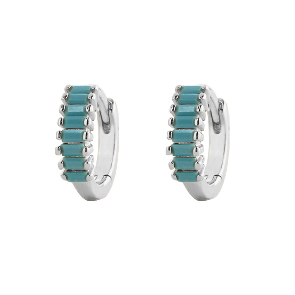 Aretes de aro de lujo para mujer de plata de ley 925, con diseño geométrico floral de mariposa en forma de lágrima y turquesa azul