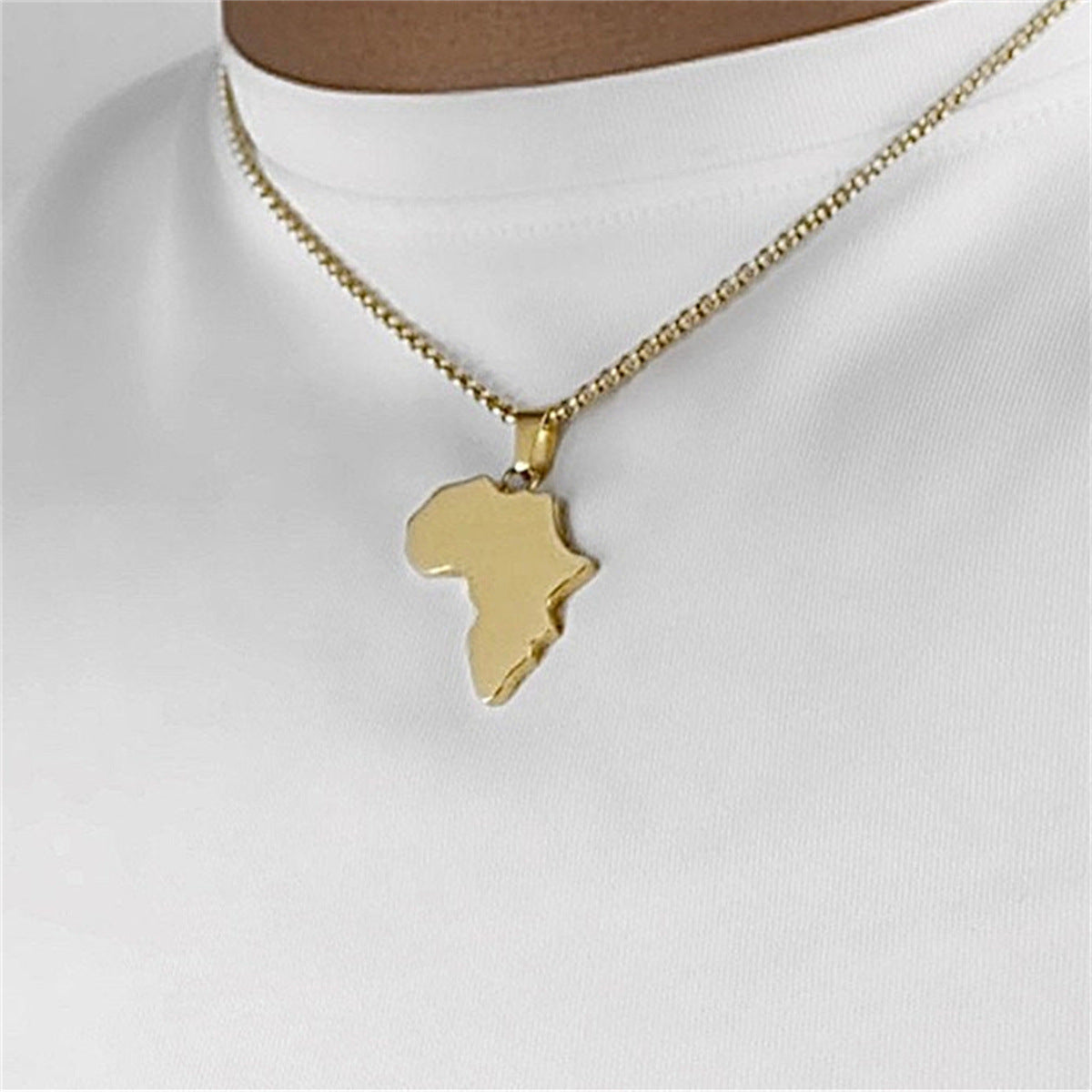 Minimalist Geometric Moroccan Map Pendant Necklace in Stainless Steel with Gold Plating for Women