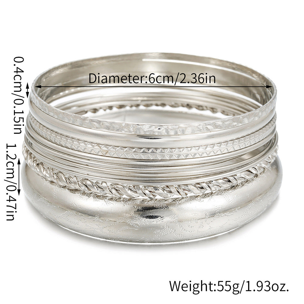 Bohemian Vintage Geometric Round Plated Alloy Bracelet Set for Women