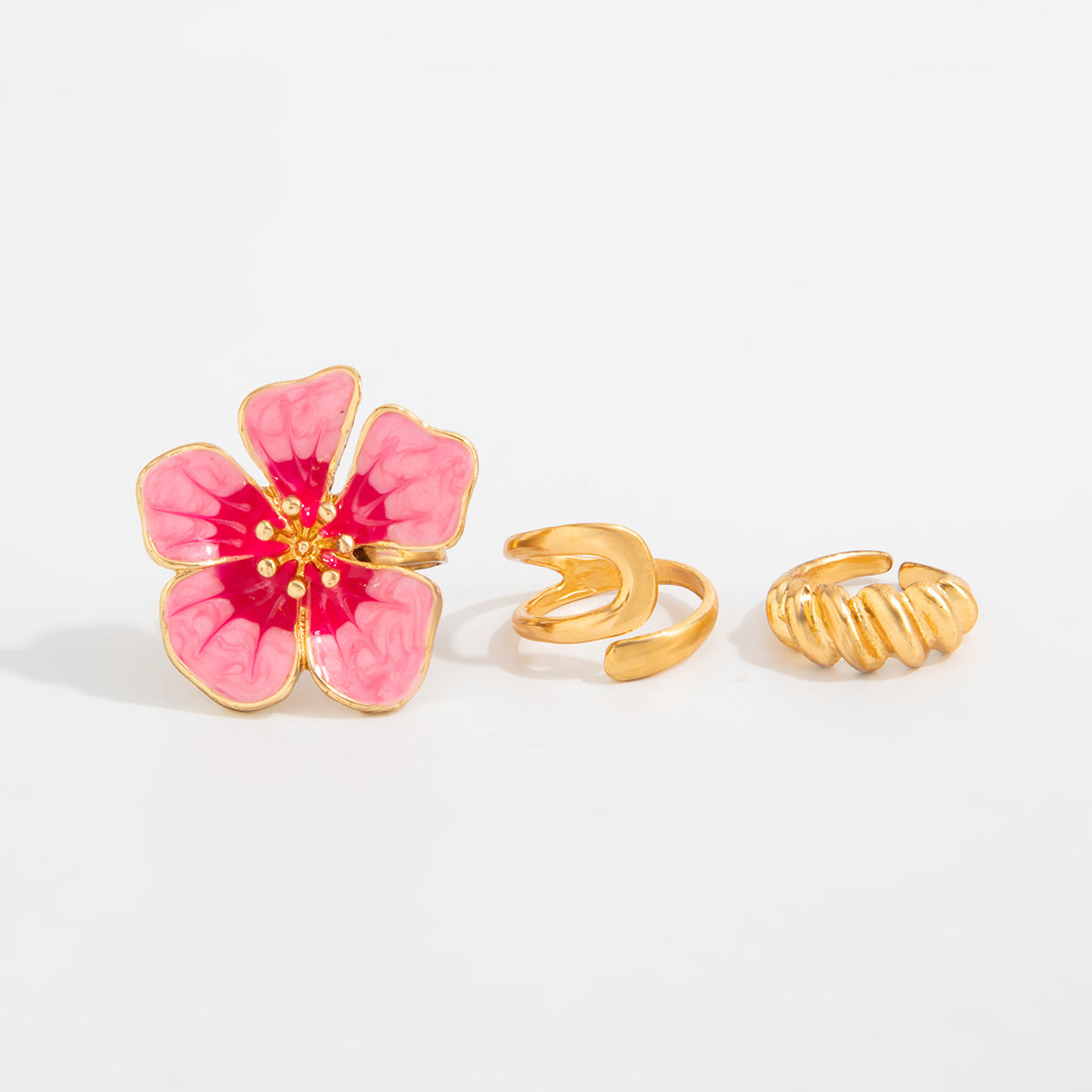Minimalist Floral Geometric Alloy Toe Ring Set Adjustable Open Design for Women
