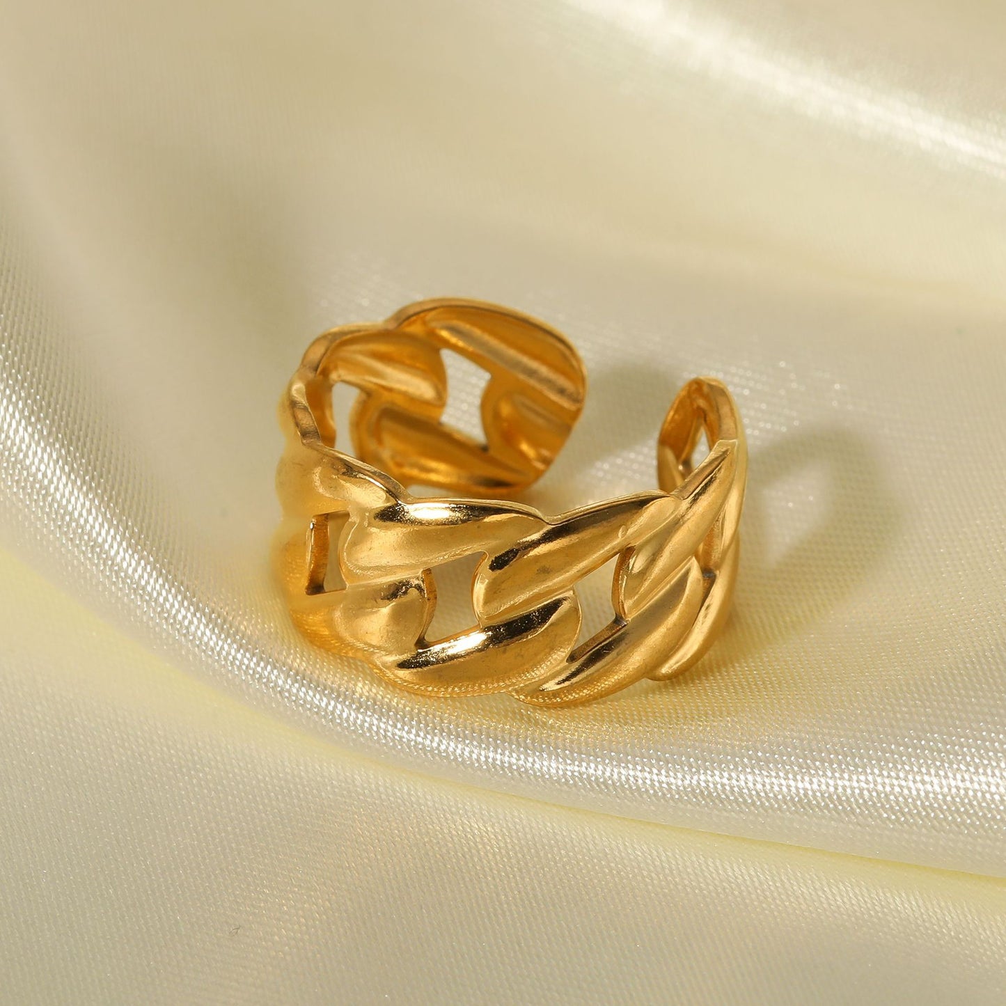 Anello Minimalista Geometrico in Acciaio Inossidabile Placcato Oro 18K Anello alla Moda Regolabile da Donna