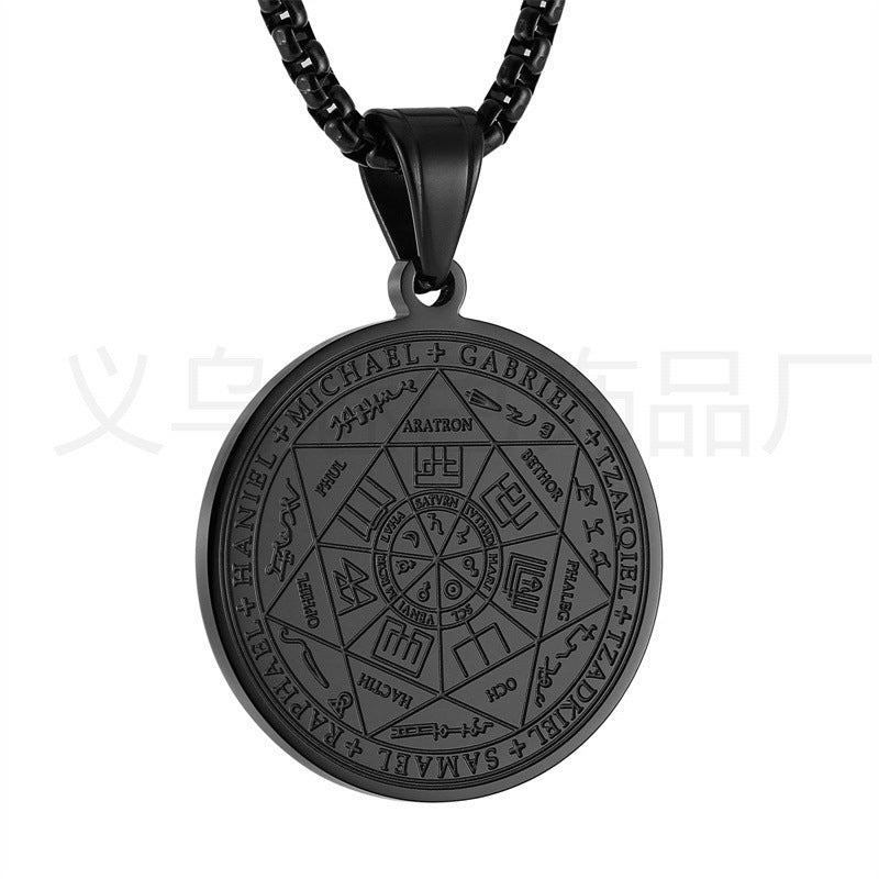 Collana con ciondolo geometrico minimalista in acciaio inossidabile con sigillo e finitura placcata
