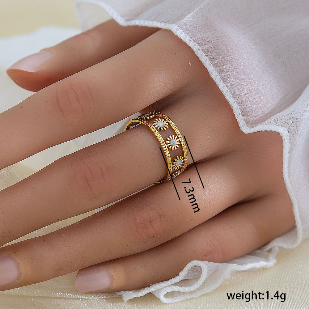 Anello Minimalista a Forma di Foglia in Acciaio Inossidabile Placcato Oro 18K da Donna e da Uomo