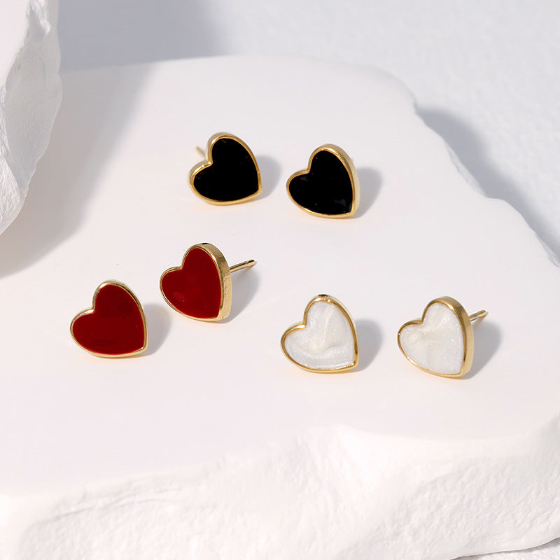 Orecchini a Cuore Minimalisti in Acciaio Inox con Placcatura in Oro, Impermeabili, Stile Dolce, con Design a Goccia, da Donna
