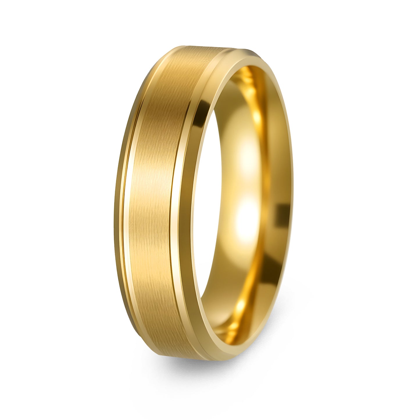 Anillo geométrico redondo unisex de acero inoxidable chapado mate minimalista
