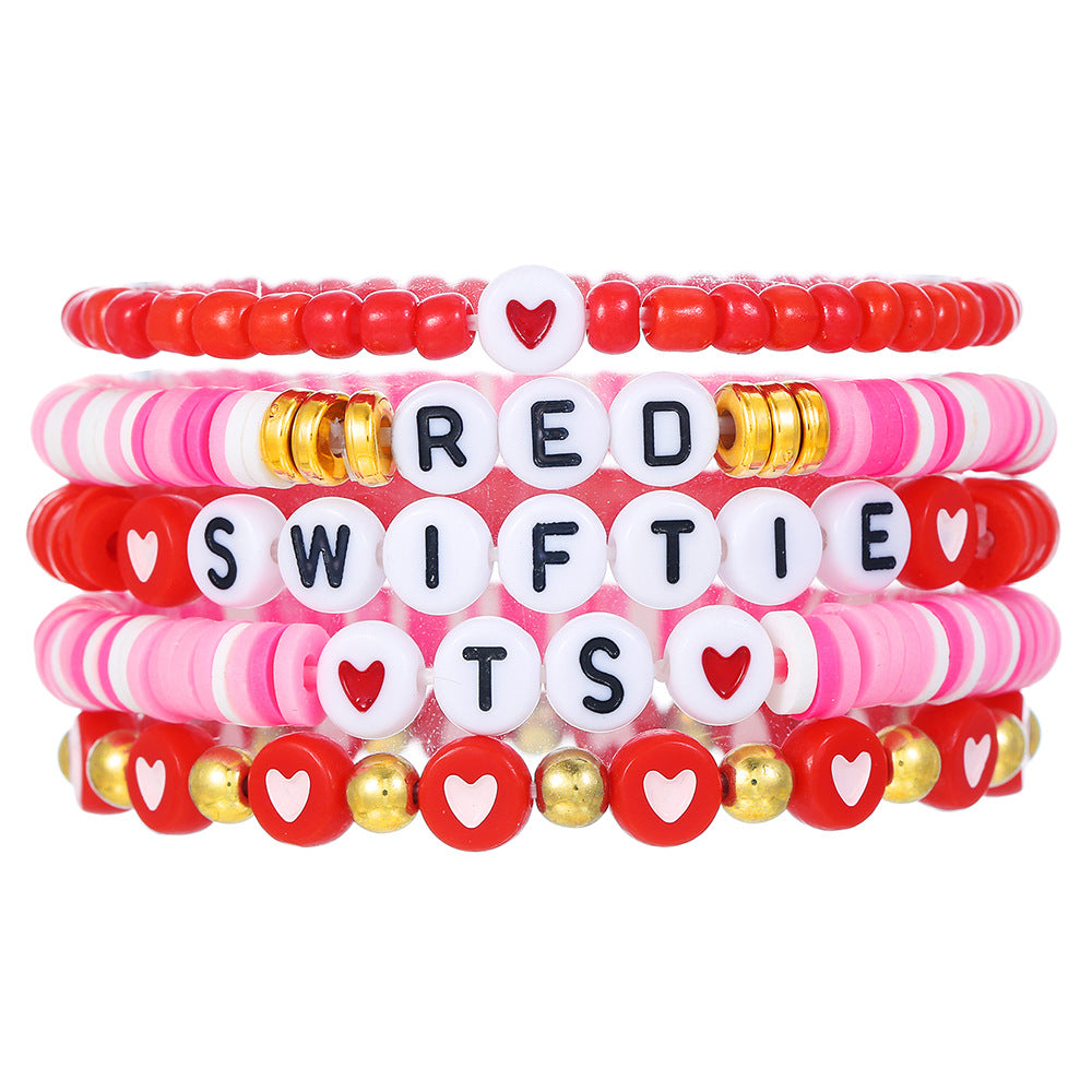 Rainbow Letter Heart Pearl Bracelet