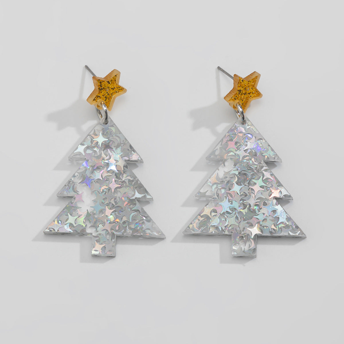 Colorful Christmas Tree Geometric Acrylic Stud Earrings for Women