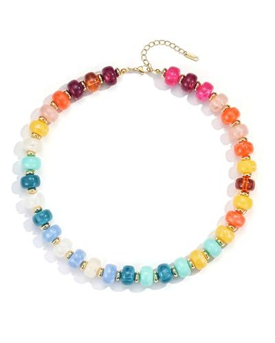 Casual Geometric Crystal Resin Acrylic Beaded Necklace Set for Women