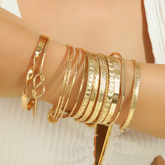 Vintage Punk Geometric Twisted Rope Iron Plated Bracelet Set