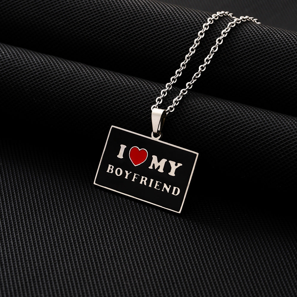 Elegant Geometric Stainless Steel Letter Pendant Necklace with Plated Finish for Men and Women
