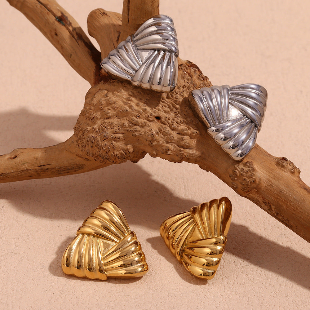 Orecchini da donna in acciaio inossidabile placcato oro 18 carati con triangolo geometrico ispirato al vintage