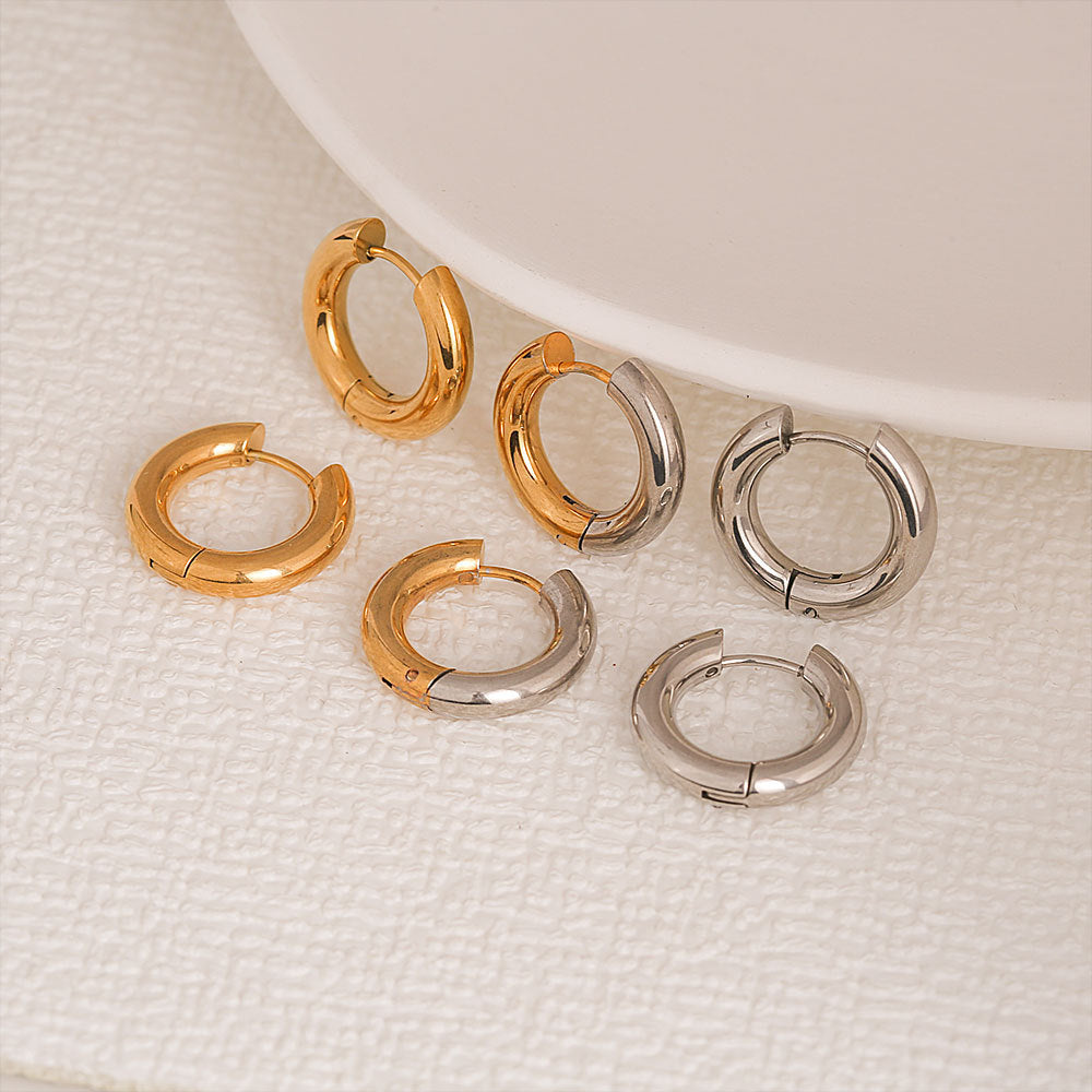 Orecchini a polsino geometrici minimalisti a U in acciaio inossidabile placcato oro e argento, unisex, alla moda
