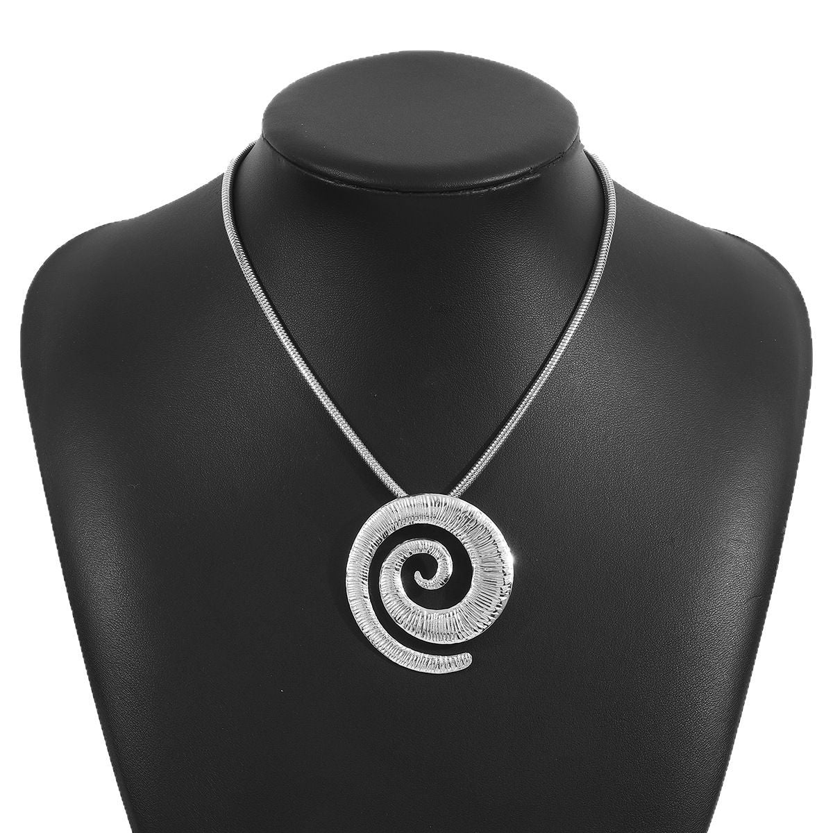 Collar con colgante de espiral geométrica para mujer, de aleación con acabado chapado, cadena de clavícula a la moda