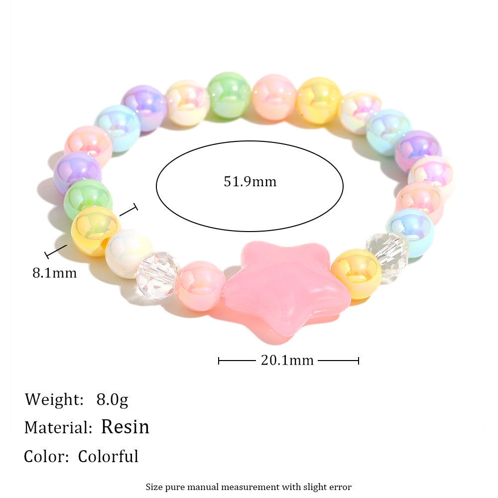 Fashionable Star-Shaped Acrylic Bracelet with Floral Pattern for Women, Handmade Colorful Bangle for Anniversary Gift