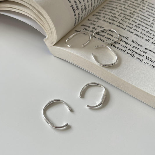 Anillo asimétrico geométrico minimalista de plata de ley 925 para mujer