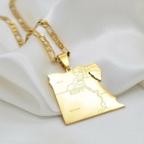 Minimalist Map City Pendant Necklace for Unisex in Stainless Steel with Titanium Steel Charm and Electroplated Finish