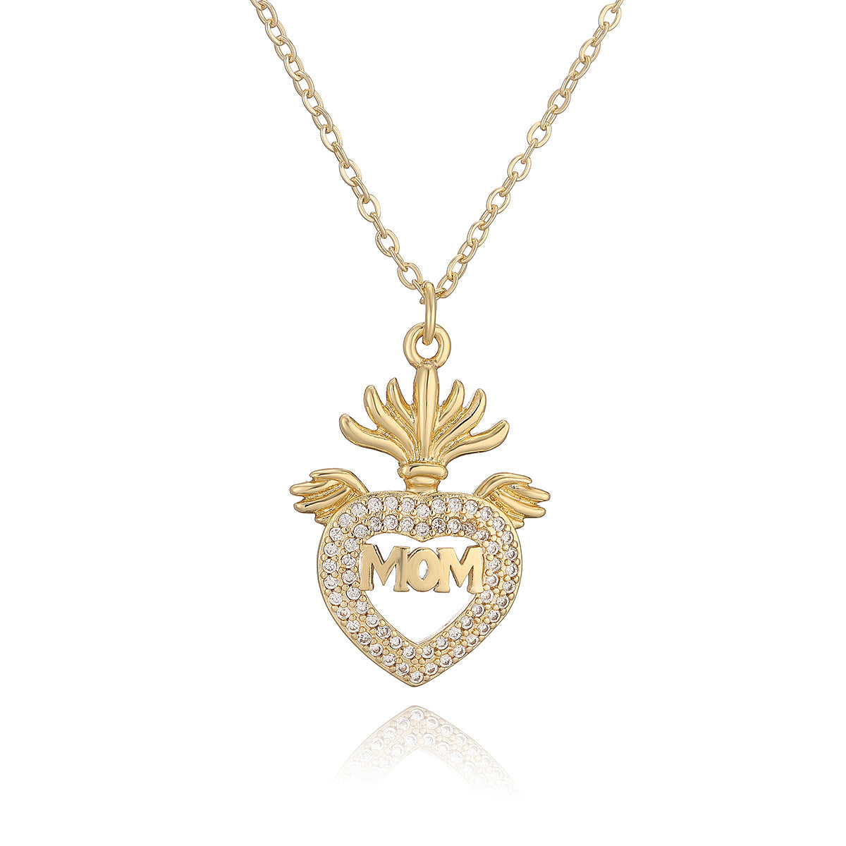 Collana con pendente a cuore minimalista in rame placcato oro vero e zirconi per donna
