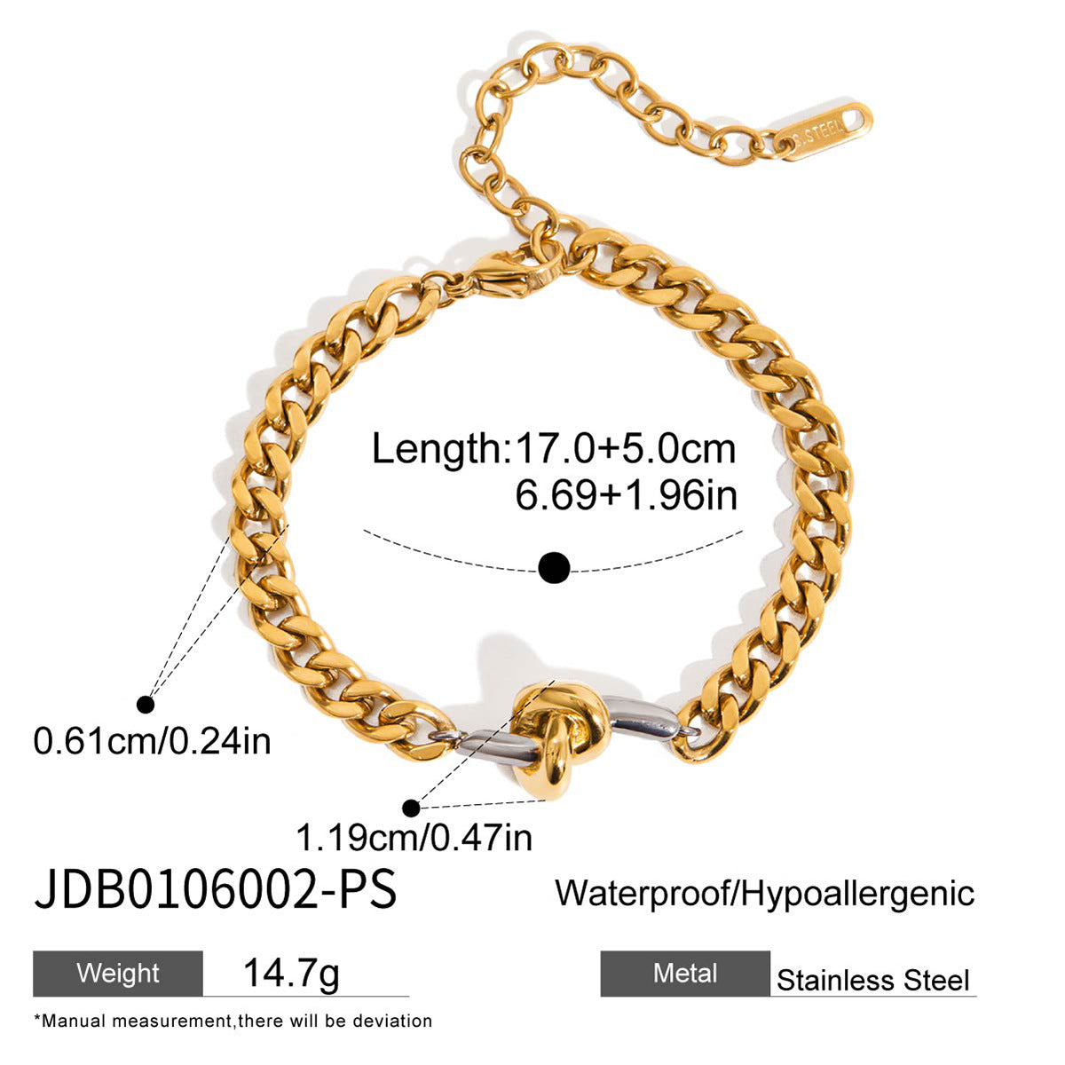 Bracciale Rigido Aperto Minimalista Geometrico in Acciaio al Titanio con Placcatura in Oro 18K da Donna