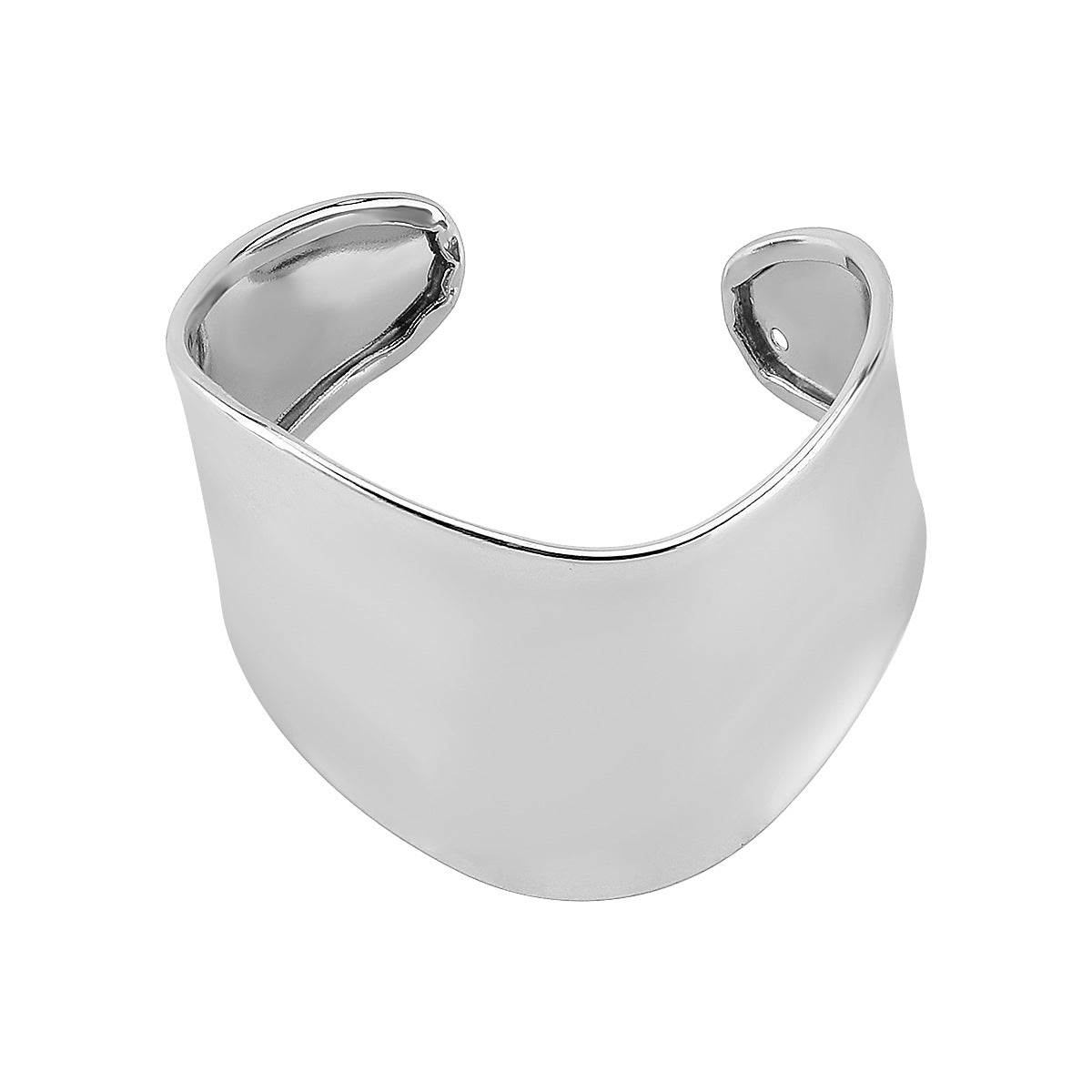 Bracciale da donna alla moda con forme geometriche irregolari, superficie in metallo lucido e finitura placcata